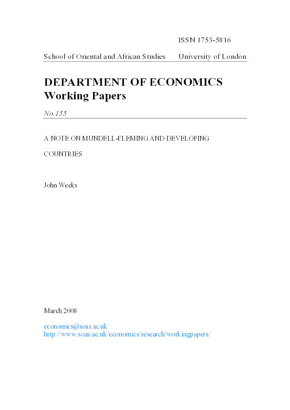 A Note on Mundell-Fleming and Developing Countries Thumbnail