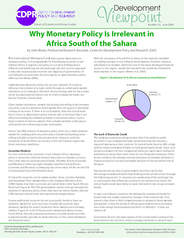 Why Monetary Policy Is Irrelevant in Africa South of the Sahara Thumbnail
