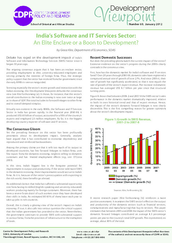 India’s Software and IT Services Sector: An Elite Enclave or a Boon to Development? Thumbnail