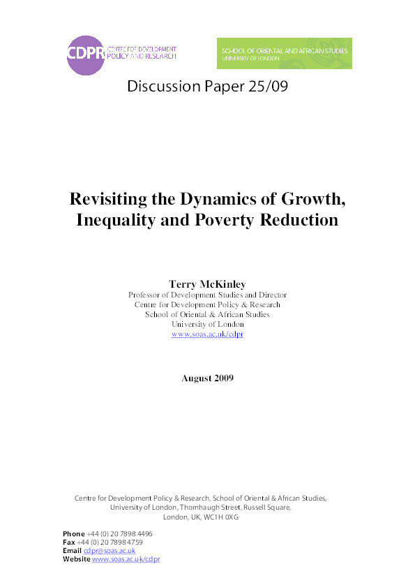 Revisiting the Dynamics of Growth, Inequality and Poverty Reduction Thumbnail