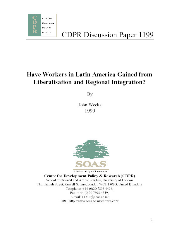 Have Workers in Latin America Gained from Liberalisation and Regional Integration? Thumbnail