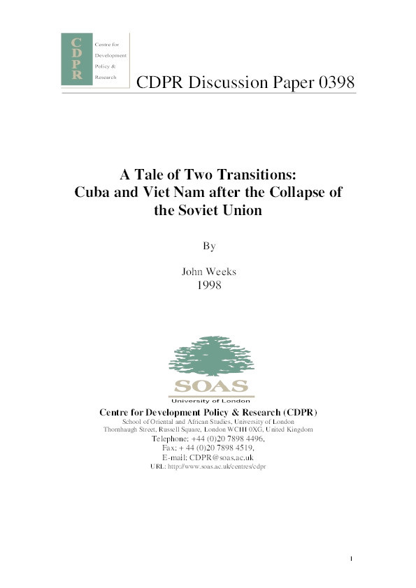A Tale of Two Transitions: Cuba and Viet Nam after the Collapse of the Soviet Union Thumbnail