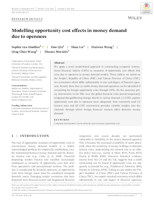 Modelling Opportunity Cost Effects in Money Demand due to Openness Thumbnail