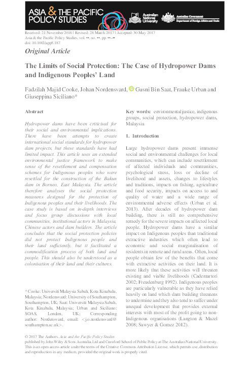 The Limits of Social Protection: The Case of Hydropower Dams and Indigenous Peoples' Land Thumbnail