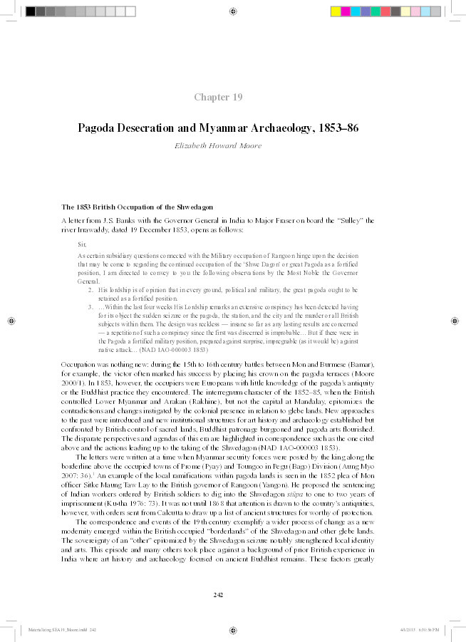 Pagoda Desecration and Myanmar Archaeology, 1853–86 Thumbnail