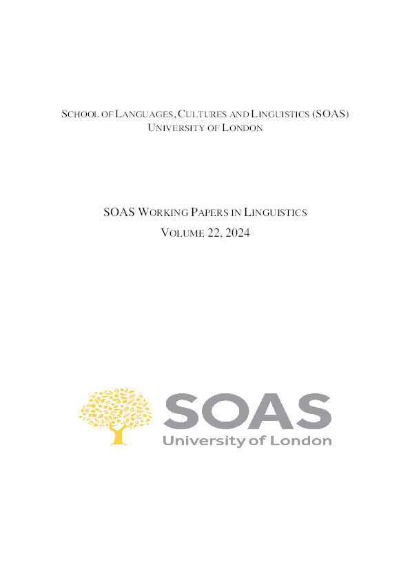 SOAS Working Papers in Linguistics (Volume 22) Thumbnail