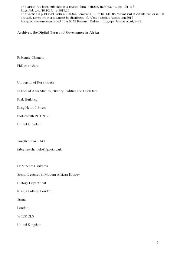 Archives, the Digital Turn, and Governance in Africa Thumbnail