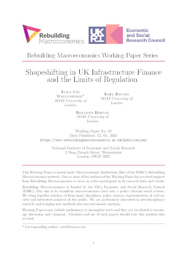 Shapeshifting in UK Infrastructure Finance and the Limits of Regulation Thumbnail