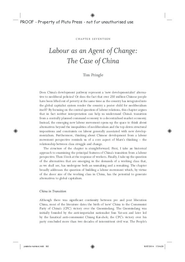 Labour as an Agent of Change: the case of China Thumbnail