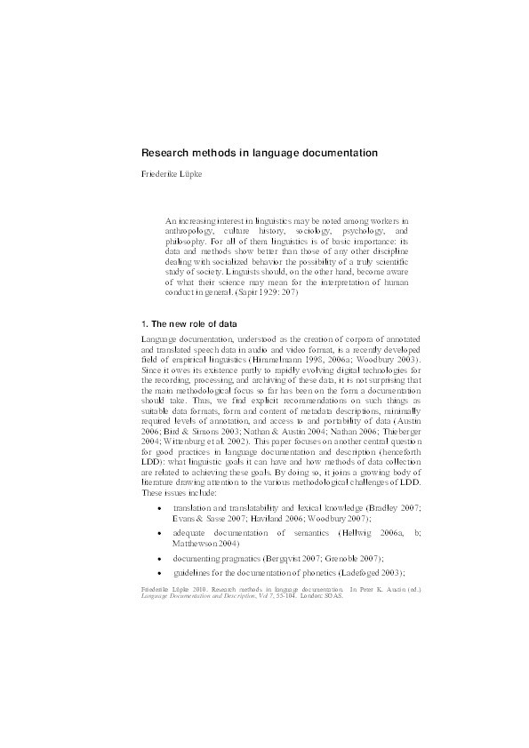 Research methods in language documentation Thumbnail