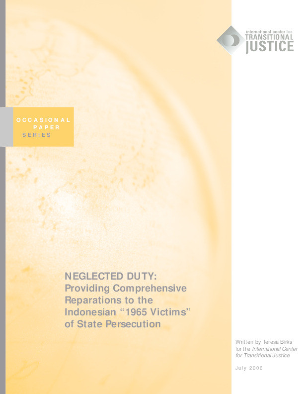 Neglected Duty: Providing Comprehensive Reparations to the Indonesian "1965 Victims" of State Persecution Thumbnail