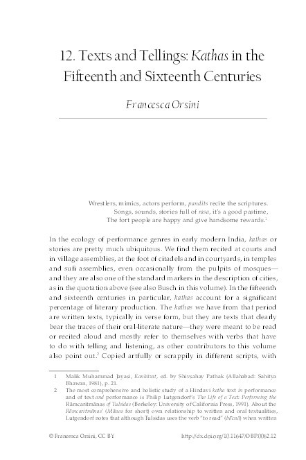 Texts and Tellings: Kathas in the Fifteenth and Sixteenth Centuries Thumbnail