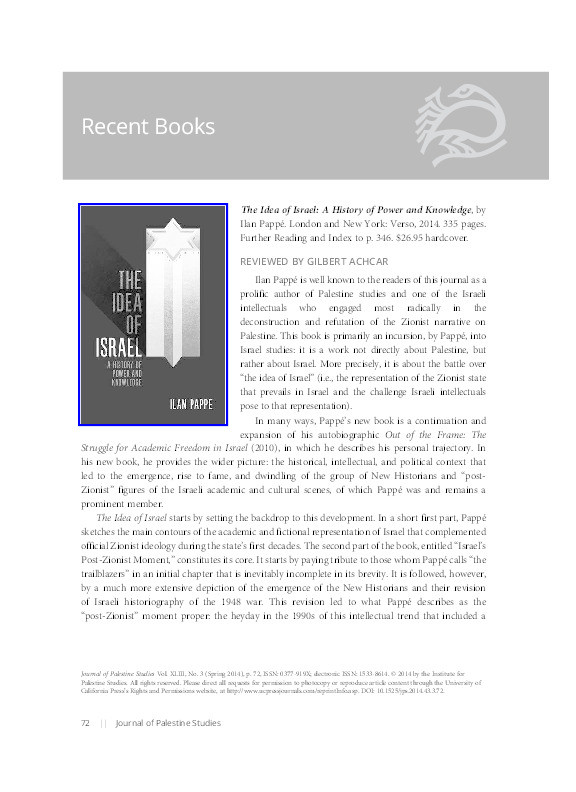 Review: 'The Idea of Israel: A History of Power and Knowledge' by Ilan Pappé Thumbnail
