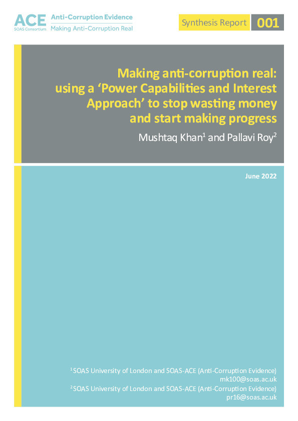 Making anti-corruption real: using a 'Power Capabilities and Interest Approach’ to stop wasting money and start making progress Thumbnail