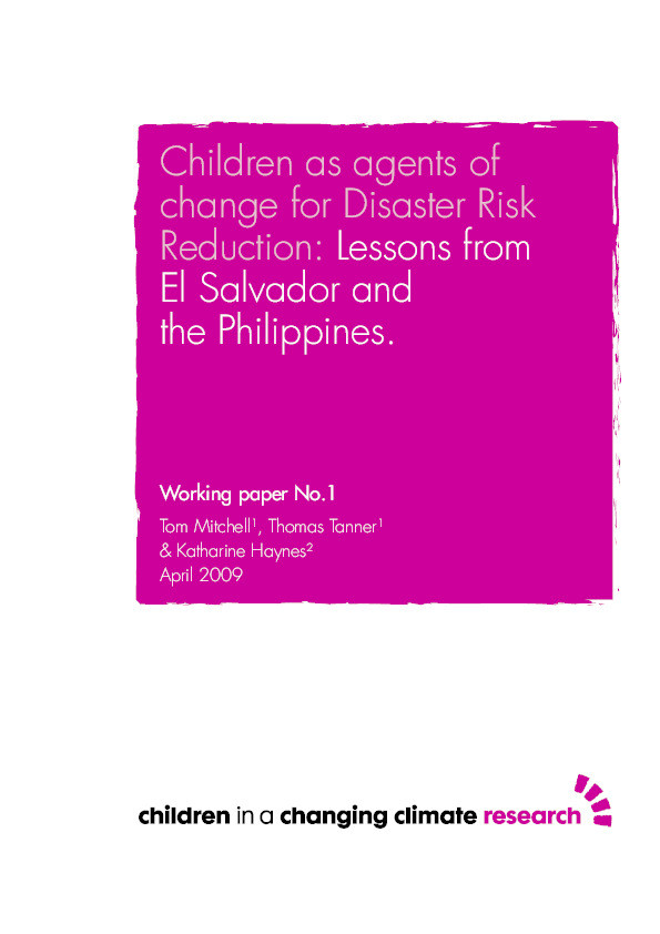 Children as Agents for Disaster Risk Reduction: Lessons from El Salvador and The Philippine Thumbnail