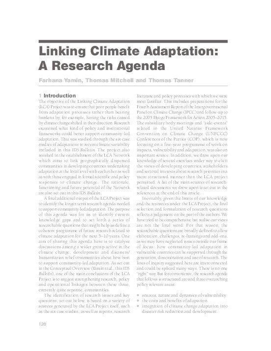 Linking Climate Adaptation: A Research Agenda Thumbnail