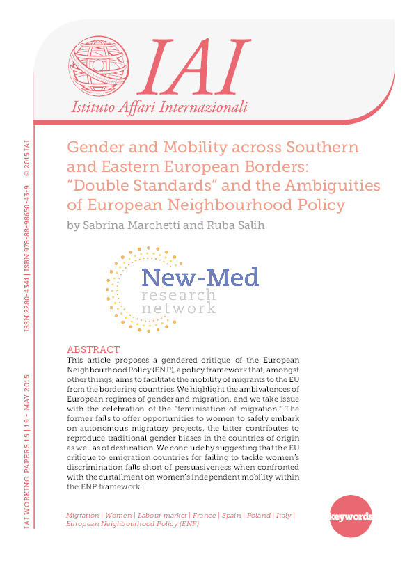 Gender and Mobility across Southern and Eastern European Borders: "Double Standards" and the Ambiguities of the European Neighbourhood Policy Thumbnail