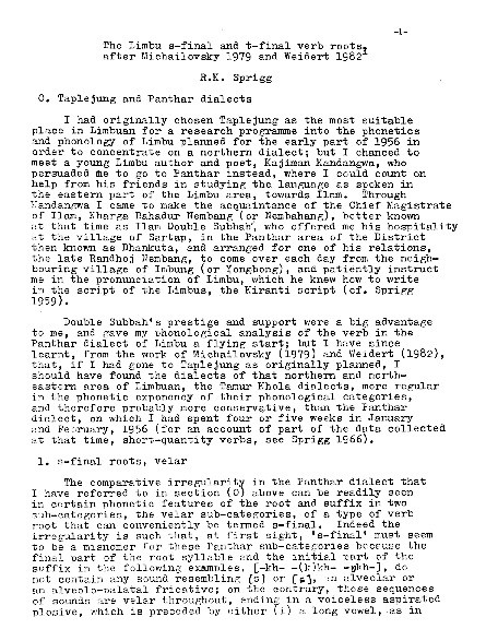The Limbu s-final and t-fmal verb roots, after Michailovsky 1979 and Weidert 1982 Thumbnail