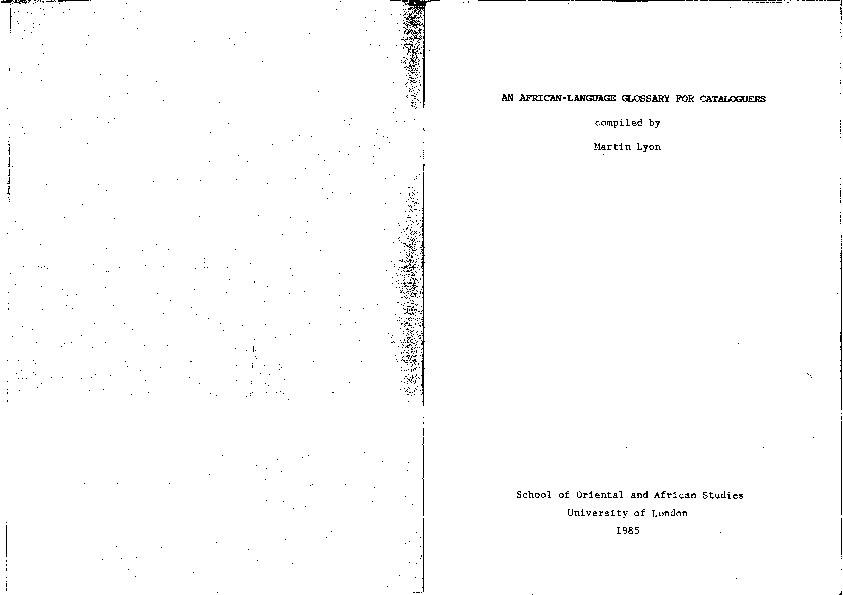 An African-Language Glossary for Cataloguers Thumbnail