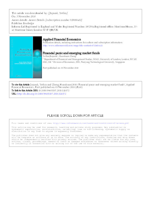 Financial panic and emerging market funds Thumbnail