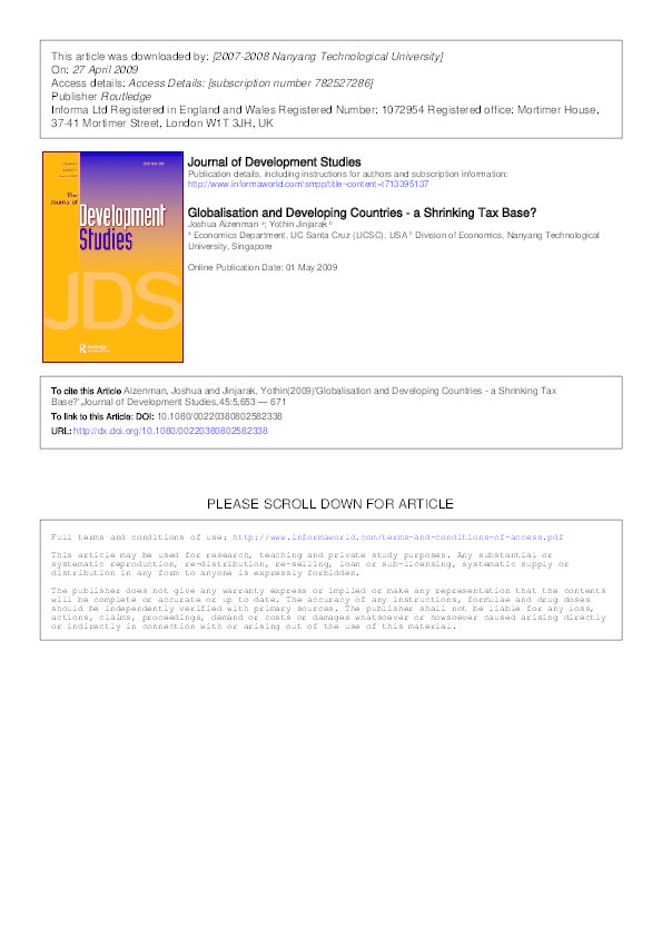 Globalisation and Developing Countries - a Shrinking Tax Base? Thumbnail