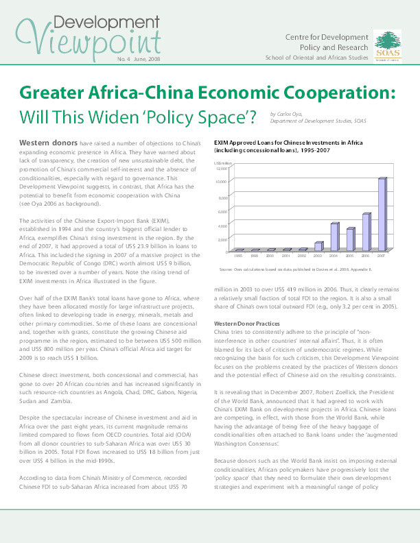 Greater Africa-China Economic Cooperation: Will This Widen ‘Policy Space’? Thumbnail