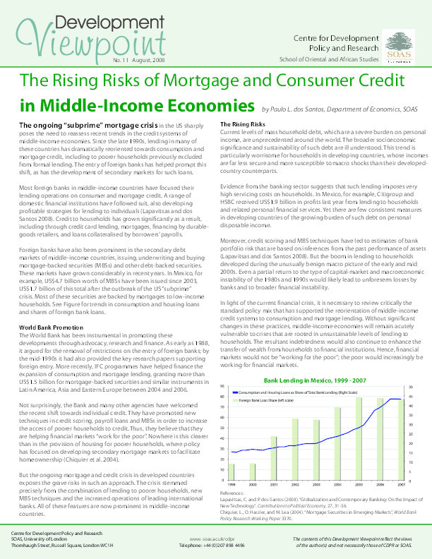 The Rising Risks of Mortgage and Consumer Credit in Middle-Income Economies Thumbnail