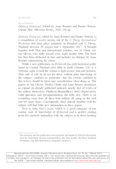 Defining Dvāravatī: Edited by Anna Bennett and Hunter Watson. Chiang Mai: Silkworm Books, 2020 Thumbnail