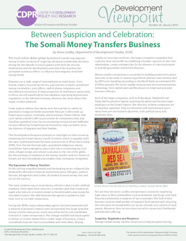 Between Suspicion and Celebration: The Somali Money Transfers Business Thumbnail
