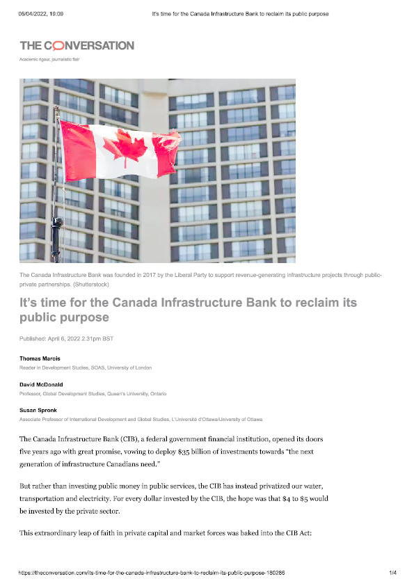 It’s time for the Canada Infrastructure Bank to reclaim its public purpose Thumbnail