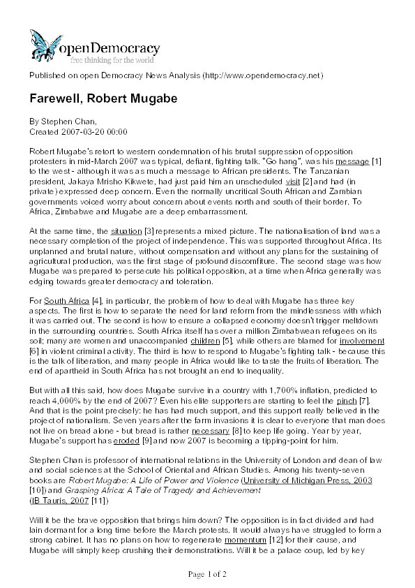 Farewell Robert Mugabe Thumbnail
