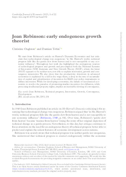 Joan Robinson: Early Endogenous Growth Theorist Thumbnail