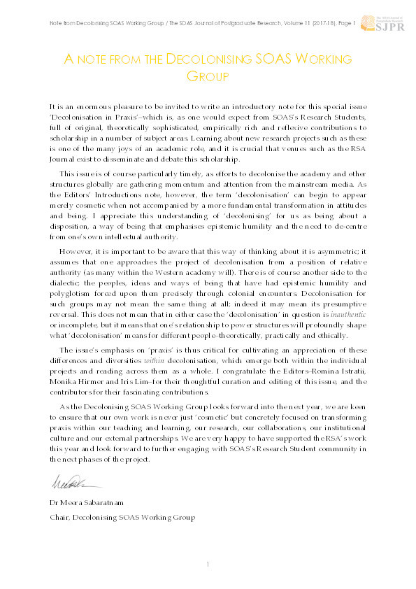 A note from the Decolonising SOAS Working Group Thumbnail