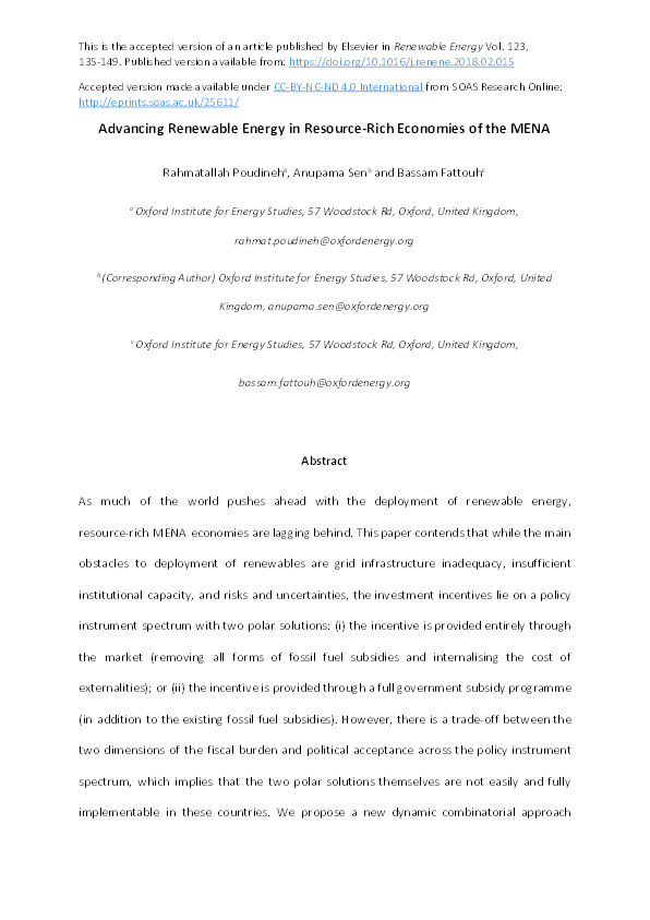 Advancing renewable energy in resource-rich economies of the MENA Thumbnail