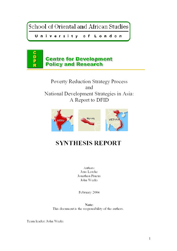 Poverty Reduction Strategy Process and National Development Strategies in Asia: A Report to DFID Thumbnail