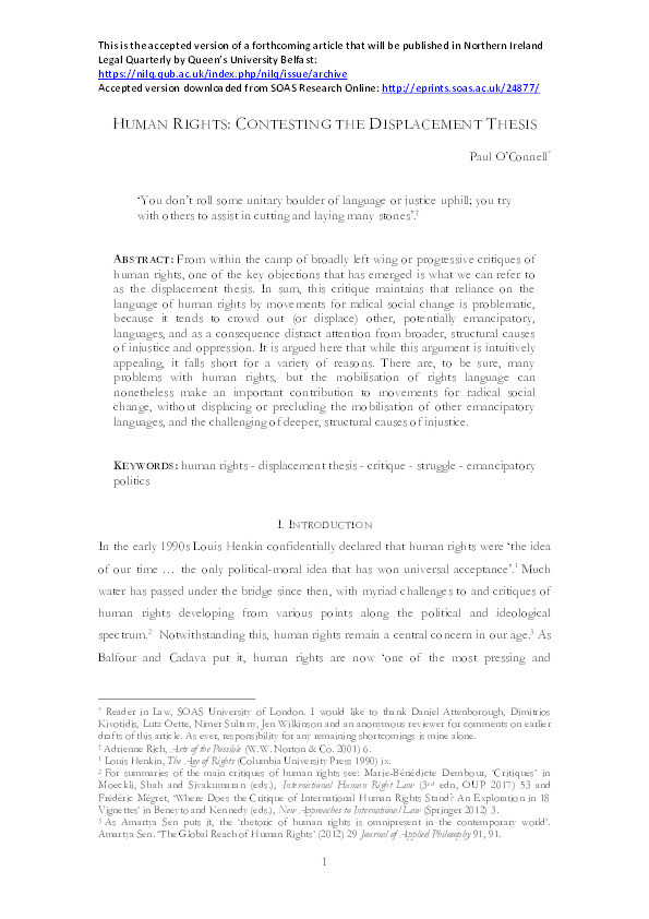 Human Rights Contesting The Displacement Thesis Thumbnail