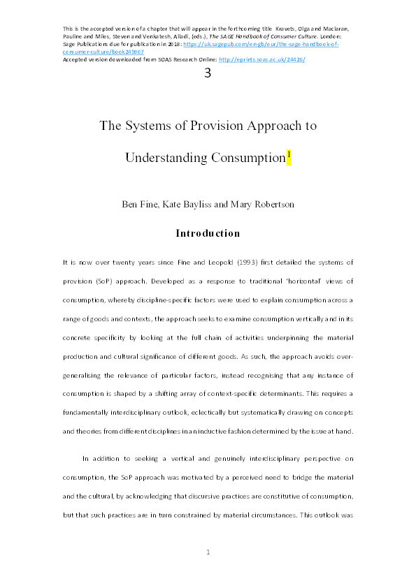 The Systems of Provision Approach to Understanding Consumption Thumbnail