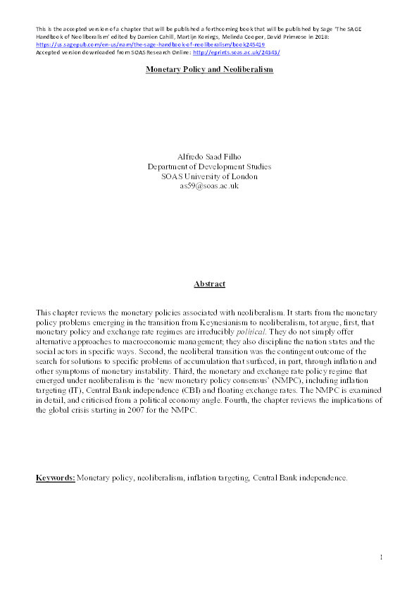 Monetary Policy and Neoliberalism Thumbnail