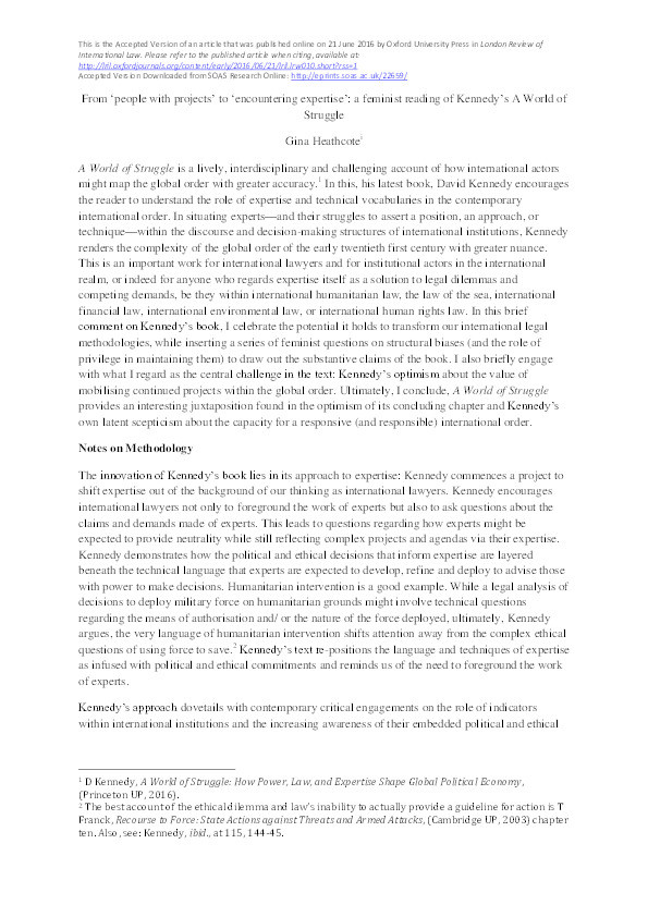 From ‘people with projects’ to ‘encountering expertise’: a feminist reading of Kennedy’s A World of Struggle Thumbnail