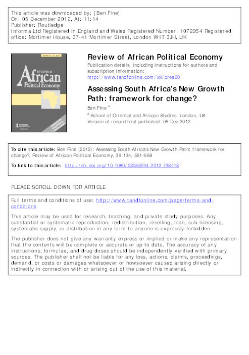 Assessing South Africa's New Growth Path: framework for change? Thumbnail