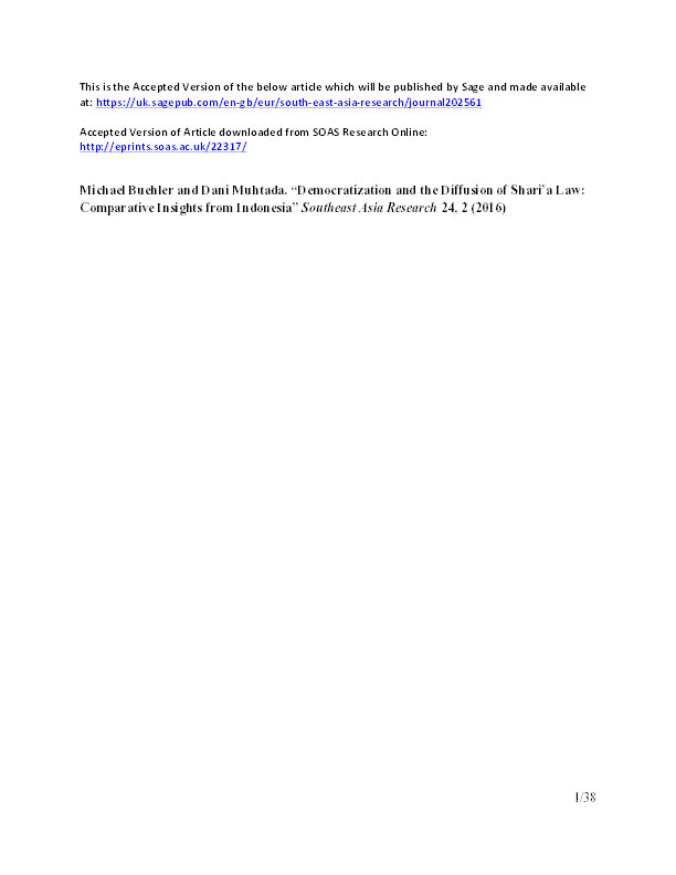 Democratization and the Diffusion of Shari'a Law: Comparative Insights from Indonesia Thumbnail