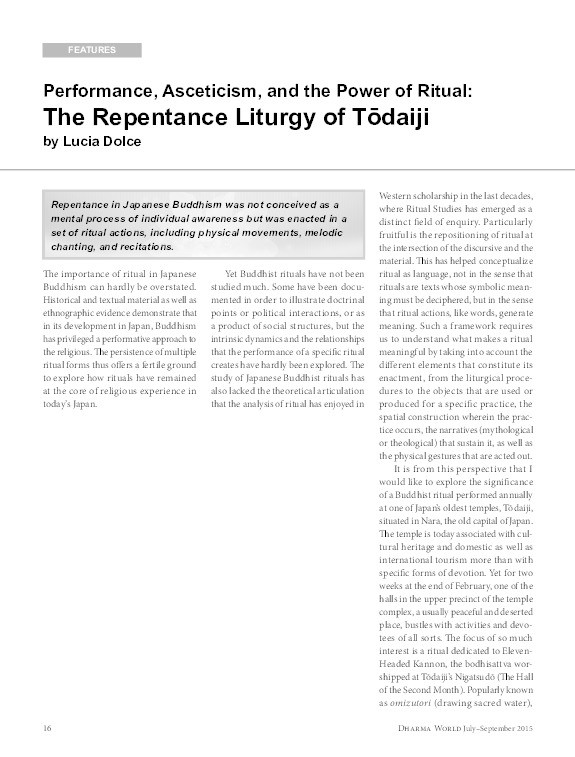 Performance, Asceticism and the Power of Ritual: The Repentance Liturgy of Tōdaiji Thumbnail