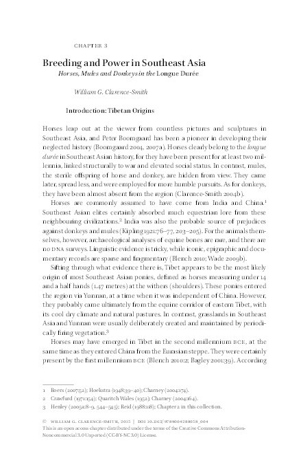 Breeding and power in Southeast Asia: horses, mules and donkeys in the longue durée Thumbnail