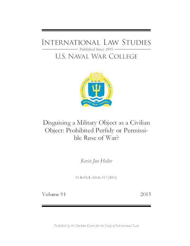 Disguising a Military Object as a Civilian Object: Prohibited Perfidy or Permissible Ruse of War? Thumbnail