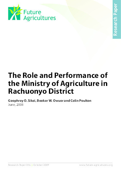 The Role and Performance of the Ministry of Agriculture in Rachuonyo District Thumbnail