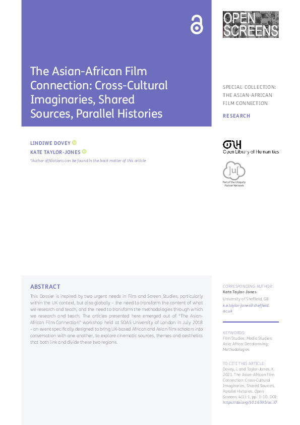 The Asian-African Film Connection: Cross-Cultural Imaginaries, Shared Sources, Parallel Histories (introduction to special issue of same name) Thumbnail