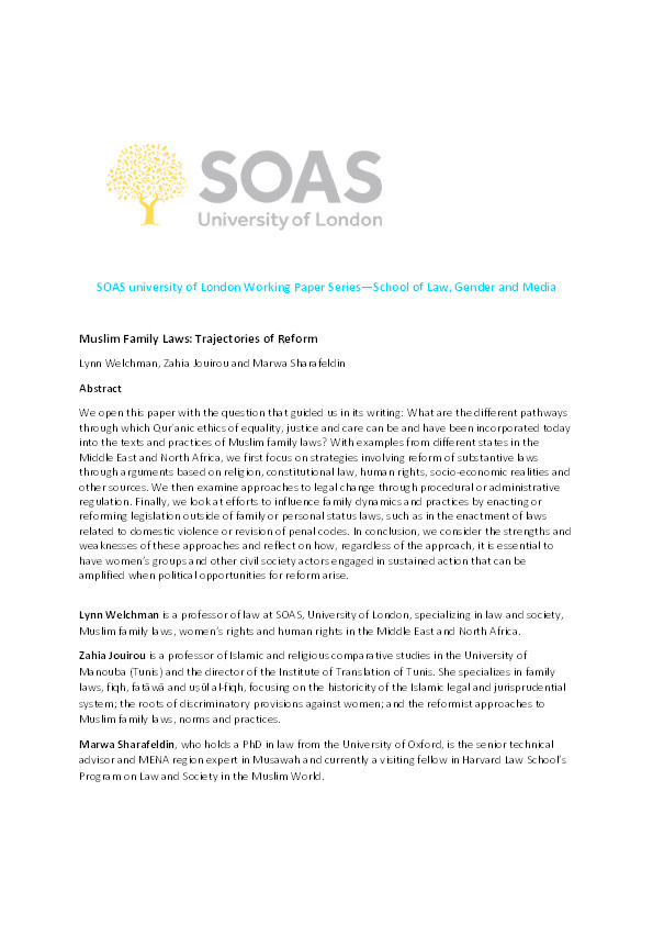 Muslim Family Laws: Trajectories of Reform Thumbnail