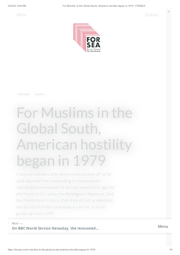 For Muslims of the Global South, American Hostility Began in 1979 Thumbnail