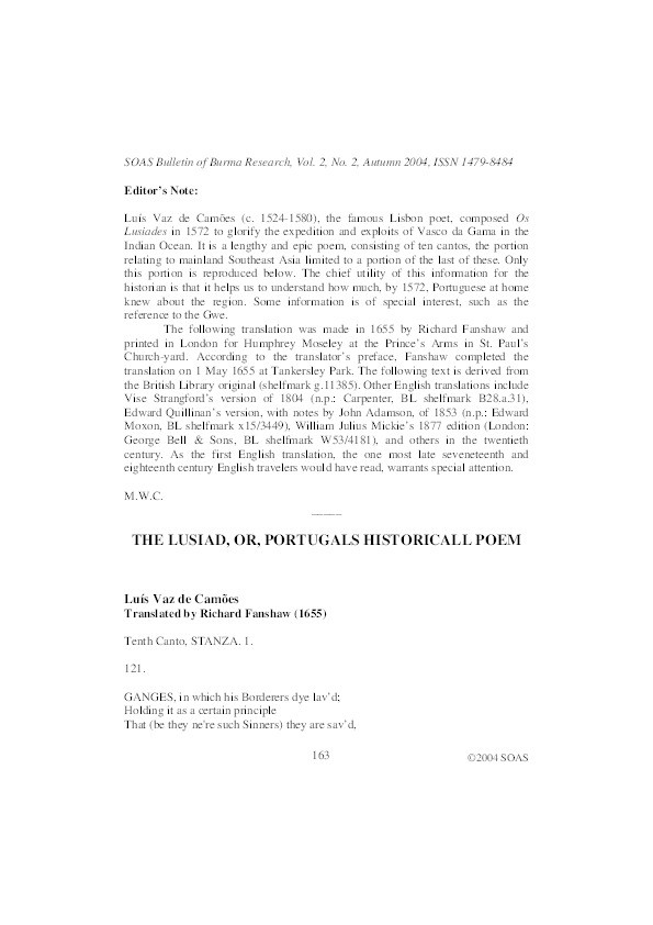 The Lusiad, or Portugals historical poem by Luís Vaz de Camões and edited by Michael W. Charney Thumbnail