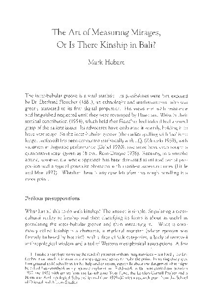 The art of measuring mirages, or is there kinship in Bali? Thumbnail